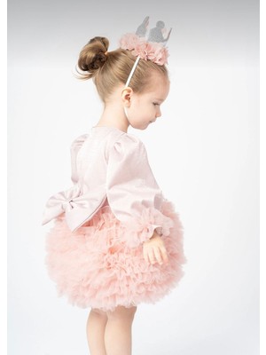 Kız Çocuk Özel Tasarım Özel Gün Elbisesi Tül Detaylı Elbise Doğumgünü Düğün