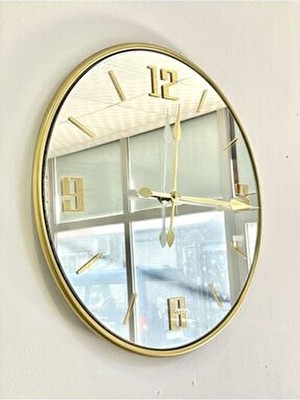 MGS Glorya 50 cm Yuvarlak Duvar Saati Altın Renkli Metal Tasarım Modern ve Şık