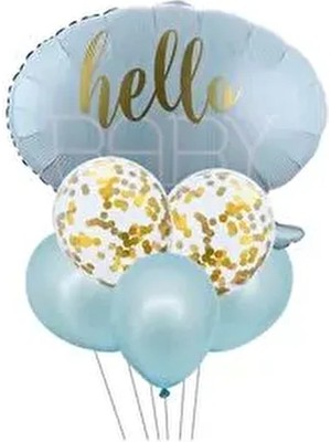 Düvenci Ticaret Çıtıpıtıstore Hoş Geldin Bebek & Baby Shower Partisi Mavi Renkli Balon Seti