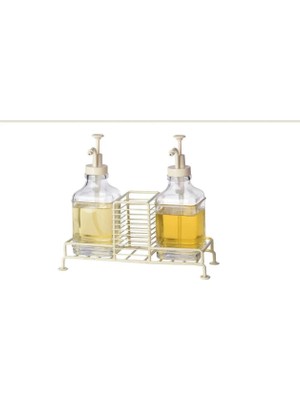 2 Li Cam Sıvı Sabunluk 500 ml 2ADET Etiket Krem Rengi