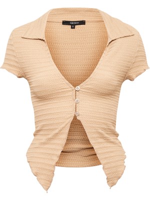 F21 V Yaka Dokulu Gömlek