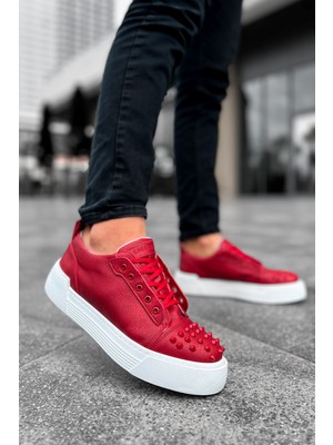 Thorn Kalın Taban Bağcıklı Erkek Sneaker Kırmızı
