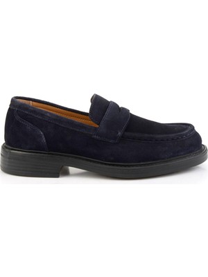 Lacivert Hakiki Deri Erkek Loafer Ayakkabı E01905003602