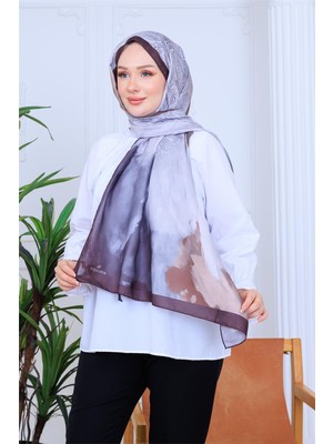 Modern Çiçek Desenli Dijital Soft Şal