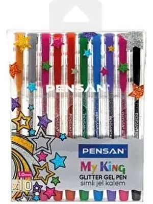 Pensan My King Simli Jel Tükenmez Kalem Seti 10 Renk 1.0 mm