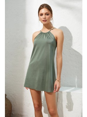 Halter Biyeli Çıkarılabilir Kaplı Merry Elbise Mayo