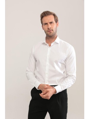 Slim Fit %100 Pamuk Gabardin Erkek Gömlek