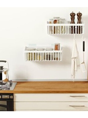 Banyor Yapışkanlı Mutfak Rafı Baharatlık Dolap Içi Düzenleyici 2'li Mutfak Organizeri Plastik Askılı