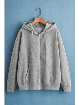 Trendypassion Uygun Tarz Fermuarlı Kapüşonlu Unisex Sweatshirt Grafik Desenli Uzun Kol