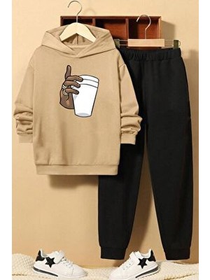Uygun Tarz Çocuk Tupac Coffee Eşofman Takımı