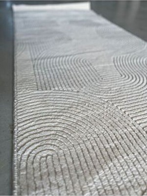 Rölyef Joy Krem Kaymaz Taban Kesme Halı Yolluk