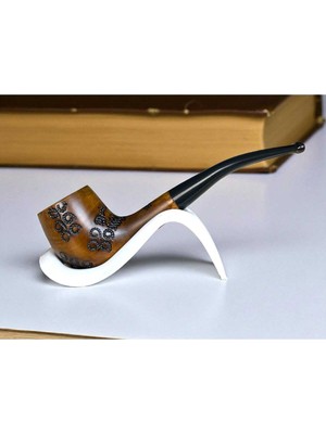 Yeşilimsi Ahşap Pipo | Ahlat Ağacı Pipo | Pearr Wood | Metal Filtreli | Pipo Sehpası Hediyeli