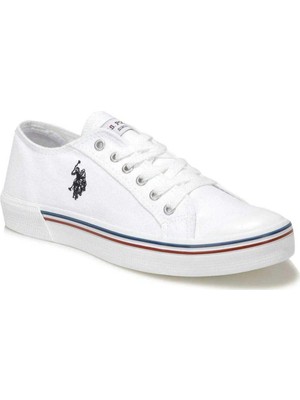 U.S. Polo Assn. Penelope Erkek Beyaz Sneaker Düz Tabanlı Pamuk Malzeme ile Şık Tasarım
