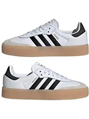 adidas Sambae Kadın Sneaker Düz Taban Suni Deri Beyaz Malzeme ile Günlük Kullanım İçin