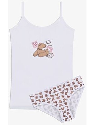 Koza İç Giyim Kız Çocuk Pamuklu Atlet Halter Yaka Regular Kalıp Çok Renkli Kumaş