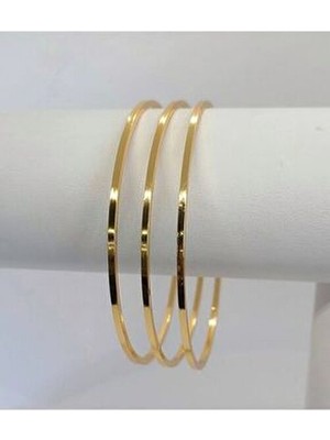 Boreno 2 Yıl Garantili 3'lü Ajda Bilezik Paslanmaz Çelik Üzeri 14 Ayar Altın Kaplama