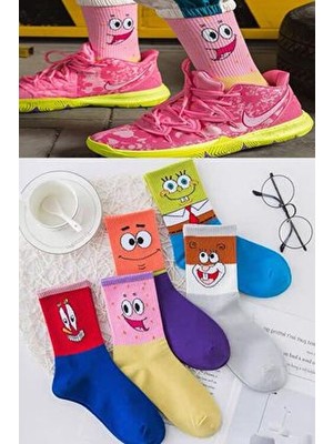 Unisex 5 Çift Karakter Desenli Çorap