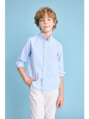 DeFacto Erkek Çocuk Oxford Basic Mavi Uzun Kollu Gömlek Klasik Stil Regular Kesim W3215A624SM