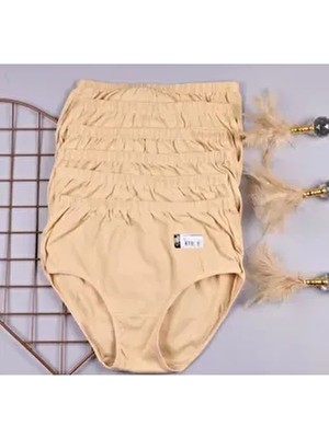 Tutku Ribana Bato Kadın Külot 2XL Bej Dokuma Kumaş 6'lı Paket Düz Desen ile Rahat Kullanım