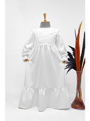 Kız Çocuk Icazet Merasimi Özel Gün Elbisesi Meryem Model Beyaz