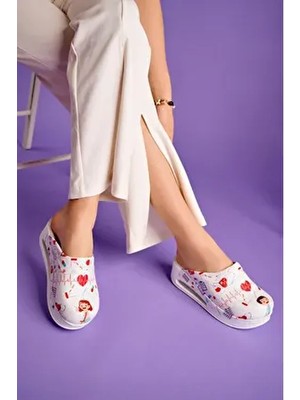 Sabo Terlik Desenli Air Taban Dolgu Topuklu Ortopedik Hastane Hemşire Kadın Terlik