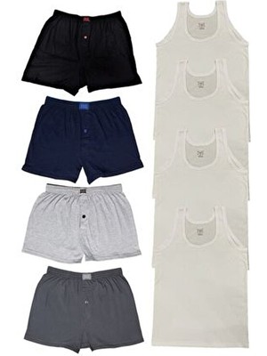 Erkek 4 Adet Boxer 4 Adet Atlet-8li Paket