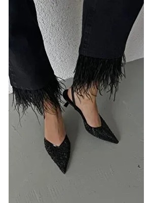 Jessica Kadın Taş Detay Şeffaf Topuklu  Ayakkabı Siyah