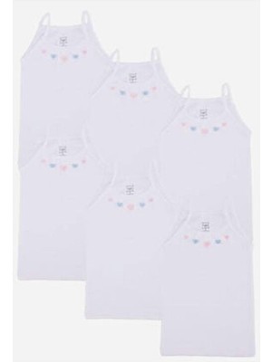 Tutku Kız Çocuk İp Askılı Ribina Atlet 6'lı Paket Yazlık Rahat Dokuma Kumaş