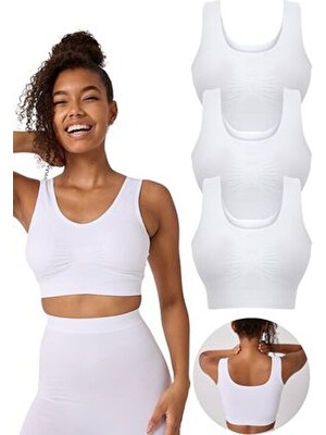 3'lü Kadın Dikişsiz Kalın Askılı Esnek Pedli Büstiyer