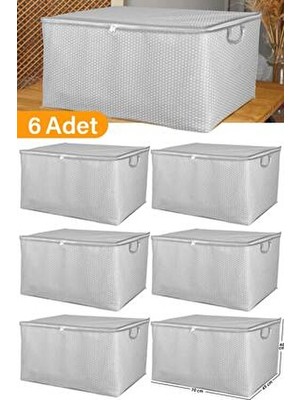 6 Adet - Maxi Boy Gri Benekli Yastık / Battaniye Hurcu - 70X45X40 cm