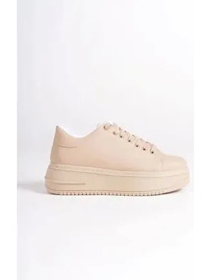 Delit Nude Mat Deri Kadın Spor Ayakkabı