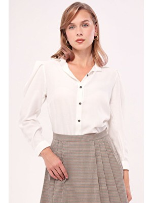 Kadın Beyaz Karpuz Kol Gömlek ARM-20K001114