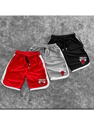 Erkekler İçin Sezon Trend Petek Kumaş 3'lü Bulls Baskılı Şort Çift Cepli Rahat Kesim