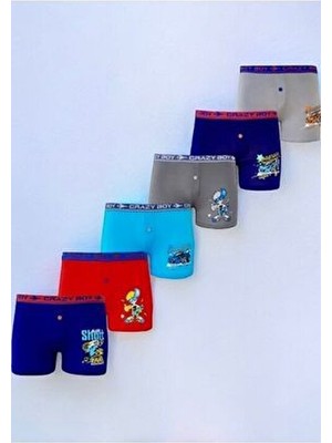 Erkek Çocuk Elastan % 100 Pamuklu Boxer 6 'lı Paket