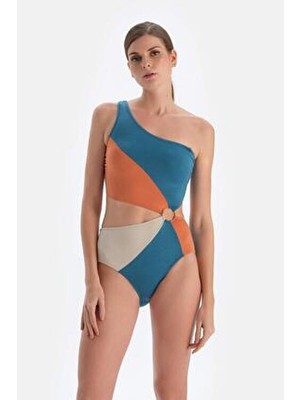 Petrol Mavi Tek Omuz Mayokini