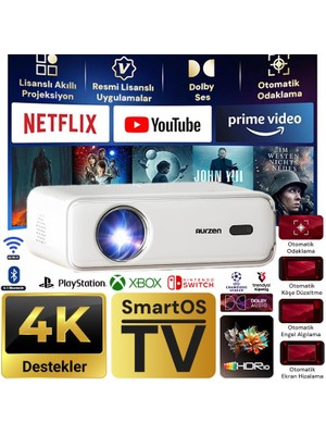 Vankyo Aurzen D1 Smart Tv 4K Destekli Projeksiyon Cihazı +HDR10+AUTO Focus+Auto Keystone+6g Wifi+6.1bt+Dolby Ses Sistemi - Ps5/ps4/xbox