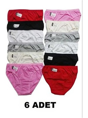Tutku Kadın Hipster Bikini Külot 6 Adet Çok Renkli Pamuklu Malzeme ile Konforlu Tasarım