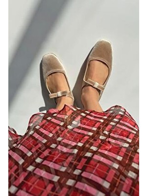 Straswans Foden Kadın Vizon Kurdela Detay Kadife Babet Suni Deri Neolit Taban ile Günlük Kullanım İçin