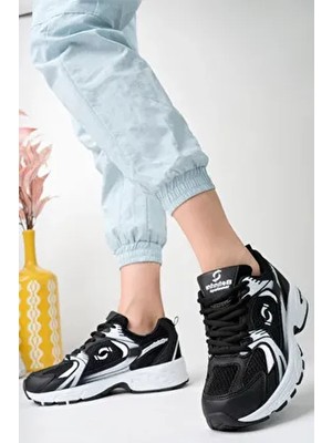 Infinite8 530 Kadın Unisex Ortopedik Triko Yürüyüş Spor Ayakkabısı Siyah Kaydırmaz Tabanlı Sneaker