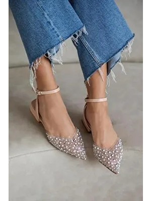 Marisa Kadın Taş Detay Şeffaf Topuklu  Ayakkabı Ten