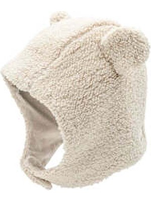 Miela Kids Unisex Ayı Kulaklı Peluş Bere Bej Renk Tüm Yaş Gruplarına Uygun