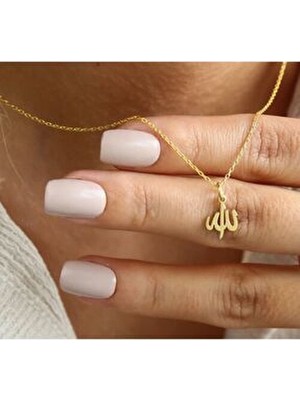 Ay Accessories 925 Ayar Gümüş Kaplama veya 18 Ayar Altın Kaplama Allah Yazılı Kolye Kadınlar İçin
