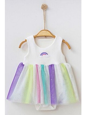 Beniizle Kolsuz Tank Elbise Gökkuşağı Desenli Günlük Parti Stili Kadınlar İçin