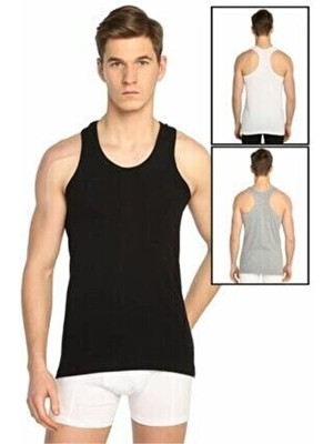 Tutku 3'lü Erkek Rambo Spor Atlet Siyah Beyaz Gri Çapraz Likralı Dokuma Kumaş Özellikli