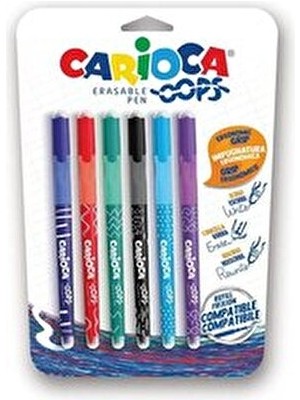 Carioca Oops Silinebilir Tükenmez Kalem 0,7 Mm 6 Renk 43037 Blister