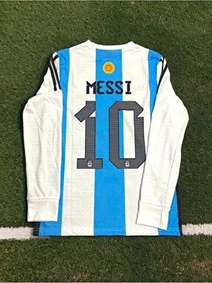 Messi Dünya Kupası Arjantin 3 Yıldız Uzun Kol Yetişkin Forması