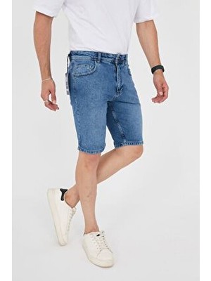 Enzim Jeans Erkek Düz Desenli Slim Fit Kot Şort Hafif Kumaş ile Günlük Kullanım İçin