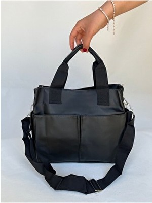 Büyük Boy Çok Cepli Saten Kumaş Çapraz Çanta Okul Çanta Iş Evrak Çanta Büyük Geniş Çanta