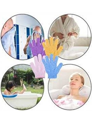 2'li Esnek Banyo ve Peeling Eldiveni Ölü Deri Atıcı Vücut Duş Kese Eldiveni Ekstra Köpürme
