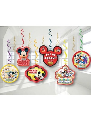 Mickey Mouse Tavan Sarkıt Süs 6'lı Çift Taraflı